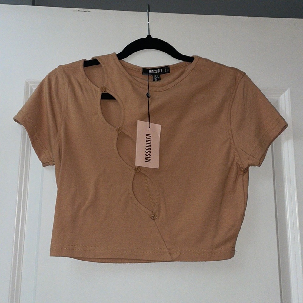 NEVER WORN! NWT!!! Size 8 Brown Cute Top from Misguided